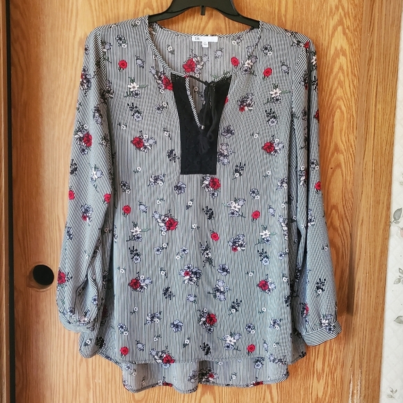 DR2 by Daniel Rainn floral print flowy high low blouse - Picture 2 of 10